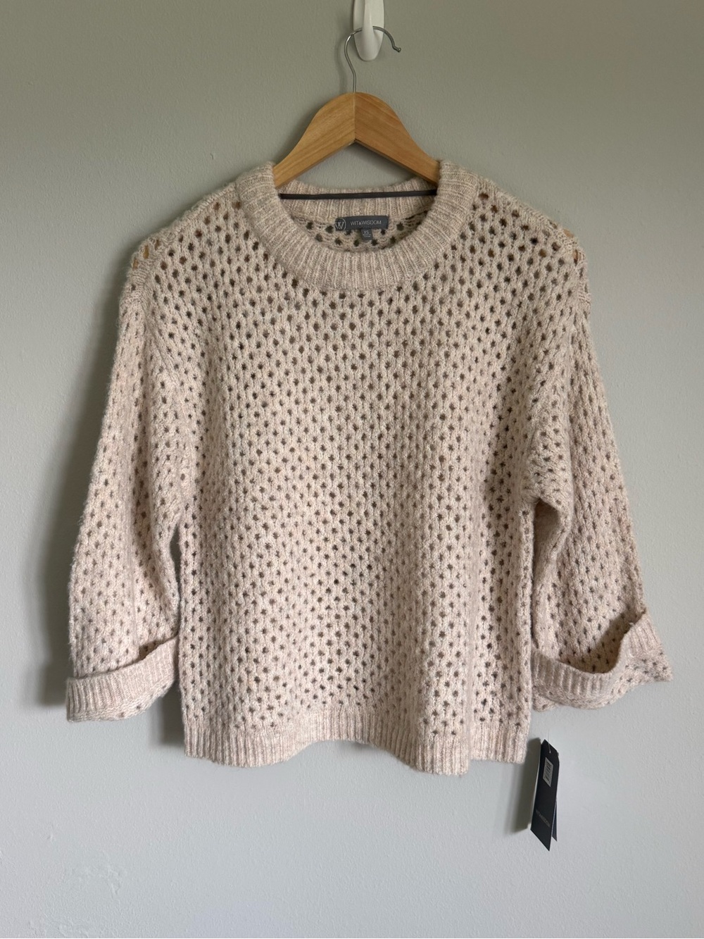 NWT Wit & Wisdom Open-Knit Crewneck Cuffed Sweater